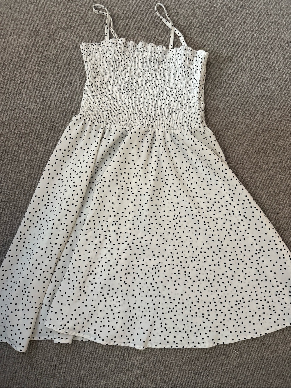 SHEIN White Mini Dress with Black Polka Dots